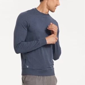 Vuori Men's Heathered Blue Crewneck Sweater